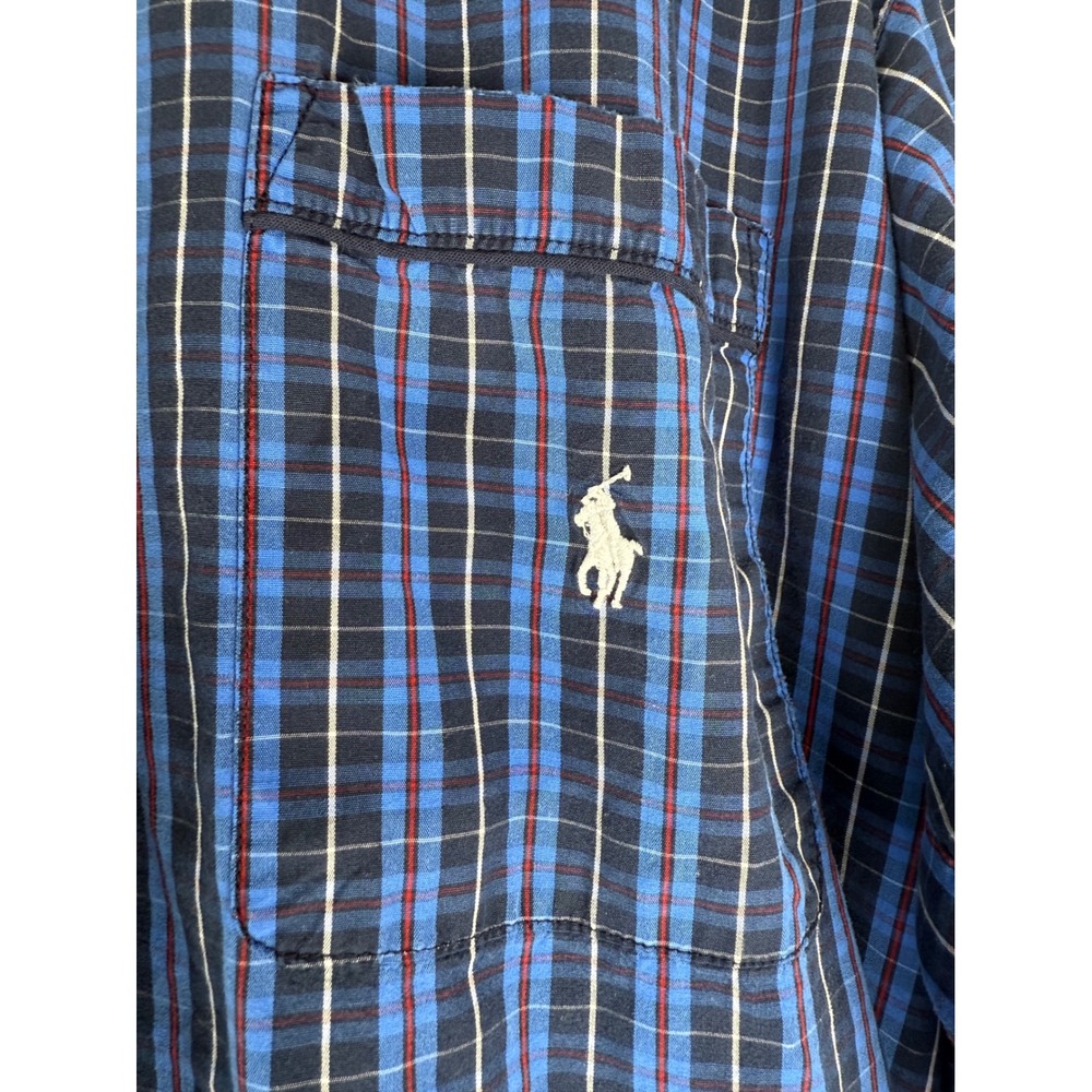 Polo Ralph Lauren Mens Large Plaid Pajama Shirt Button Up Long Sleeve Cotton‎